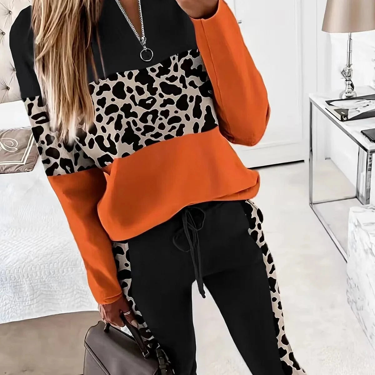 Cute fall 2 piece streetwear set sexy fall winter clothing for women