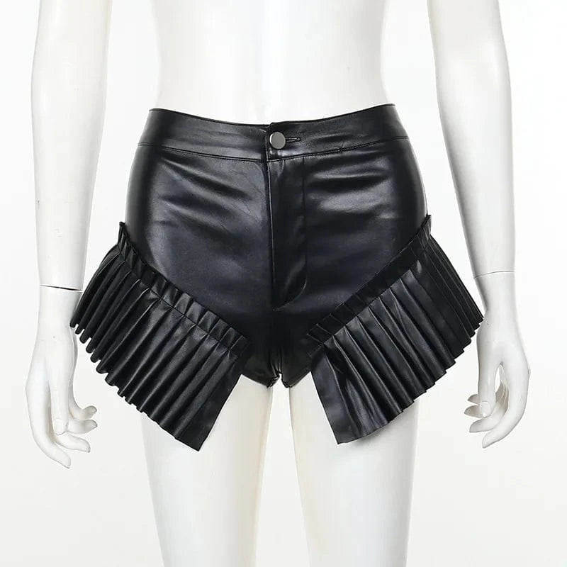 CUTENOVA 23PT122306 Sexy 2024 Shorts PU Leather Hot Shorts for Women Streetwear