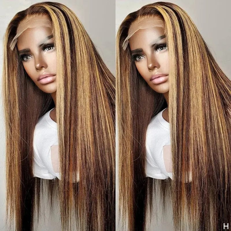 Cuticle Aligned Brown Blonde Highlight Color Straight Hair