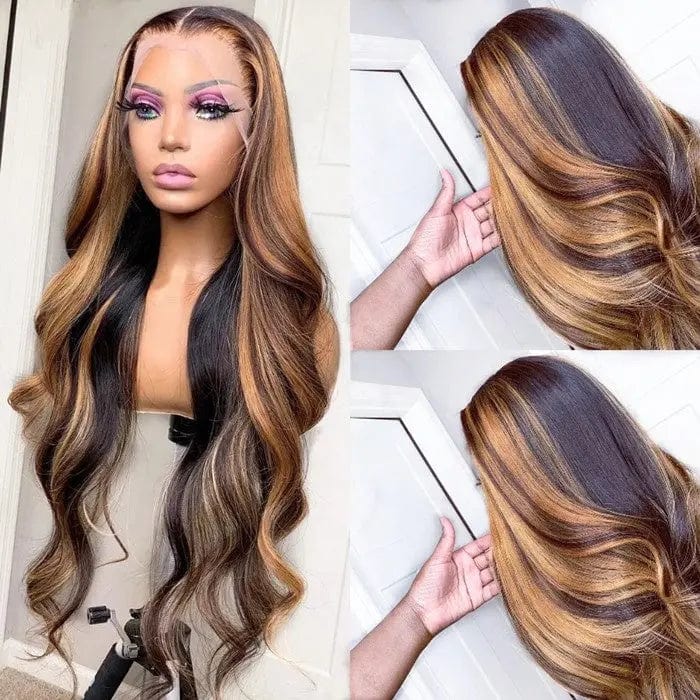 Cuticle Aligned Brown Highlight Color Wig
