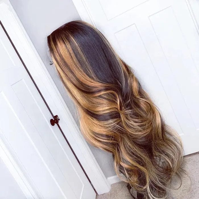 Cuticle Aligned Brown Highlight Color Wig