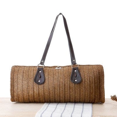 Cylindrical Long Basket  Mexican Straw Bag High Capacity Green Bag