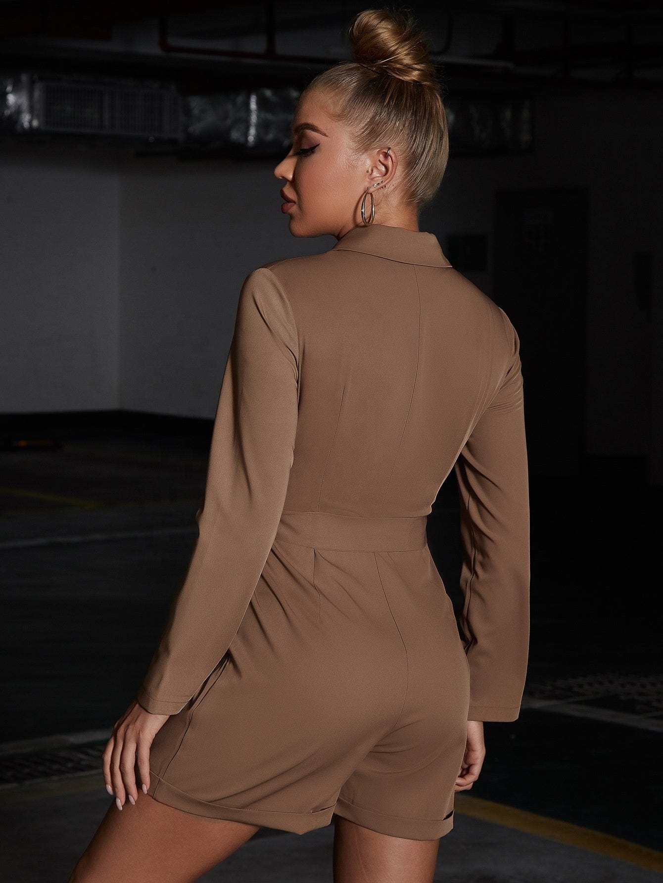 D&M New Arrivals Spring Autumn Career Clothes Romper Womens Shorts Pants Long Sleeve T-SHIRTT One Piece Jumpsuit with Belt