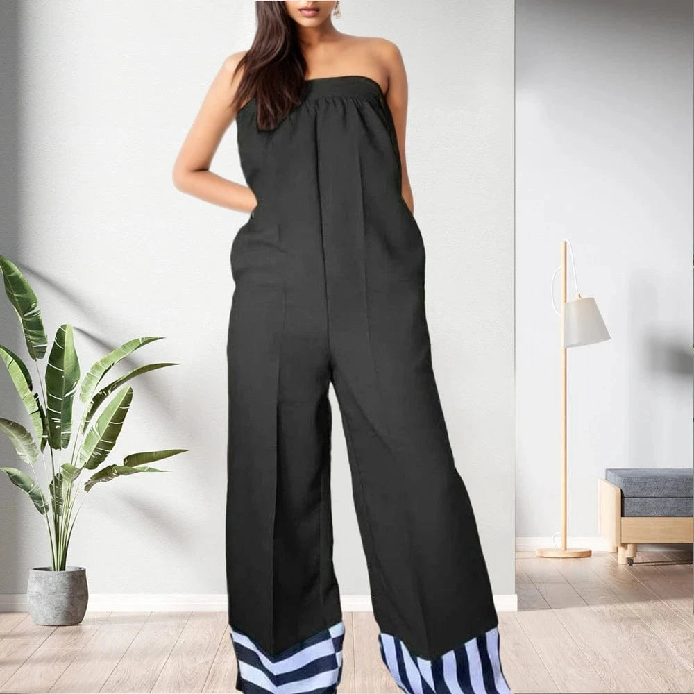 D0403ME07 Popular Casual Going Out Plus Size Sleeveless Wide Leg One Piece Jumpsuit For Women Sehe Fashion