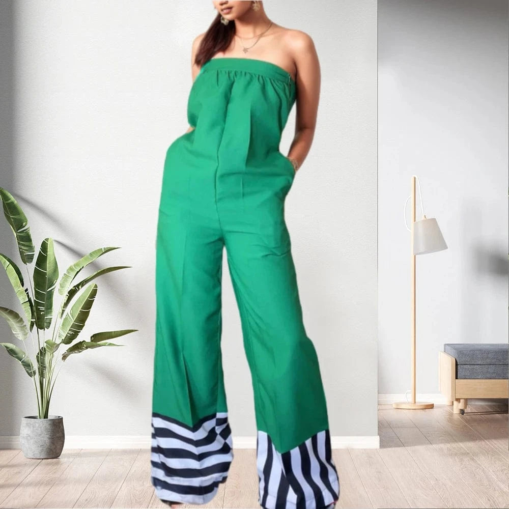 D0403ME07 Popular Casual Going Out Plus Size Sleeveless Wide Leg One Piece Jumpsuit For Women Sehe Fashion