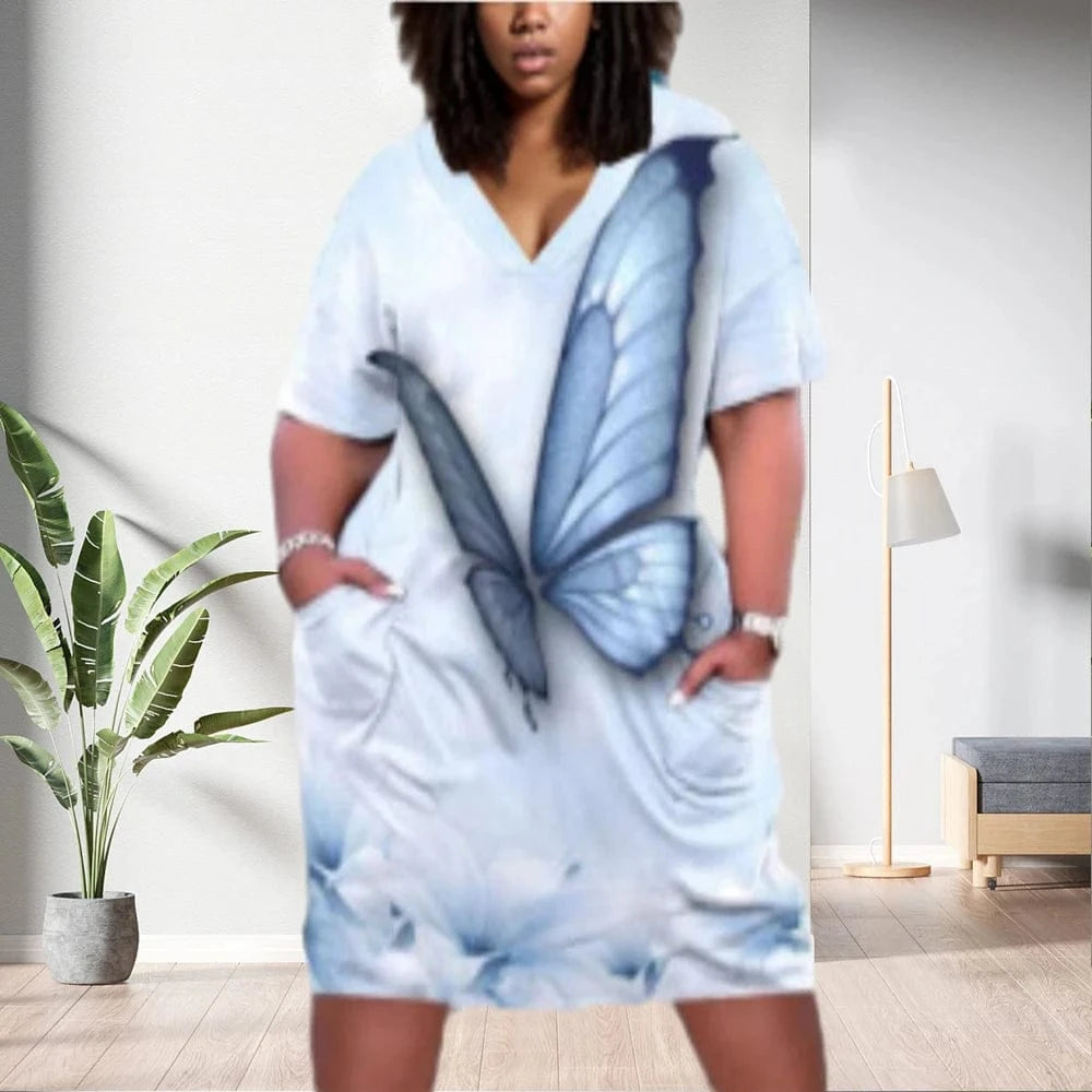 D1202ME05 Wholesale Hot Style Plus Size Midi Elegant Casual Print Women Dresses Sehe Fashion