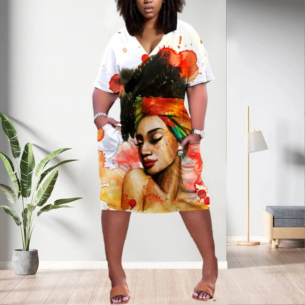 D1202ME05 Wholesale Hot Style Plus Size Midi Elegant Casual Print Women Dresses Sehe Fashion
