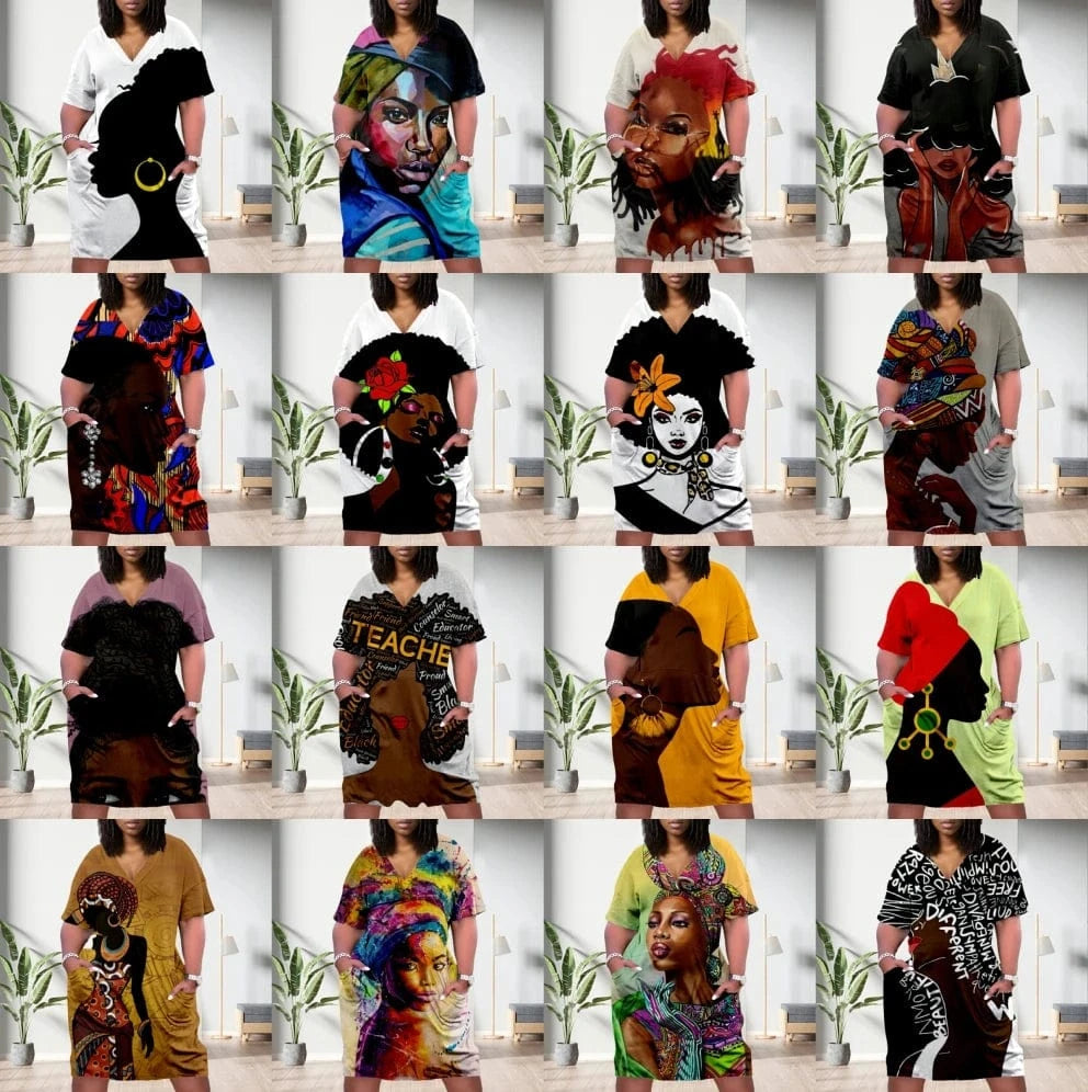 D1202ME08 Direct Sales Plus Size V-neck Short Sleeve Floral Print Midi Women Dress Sehe Fashion
