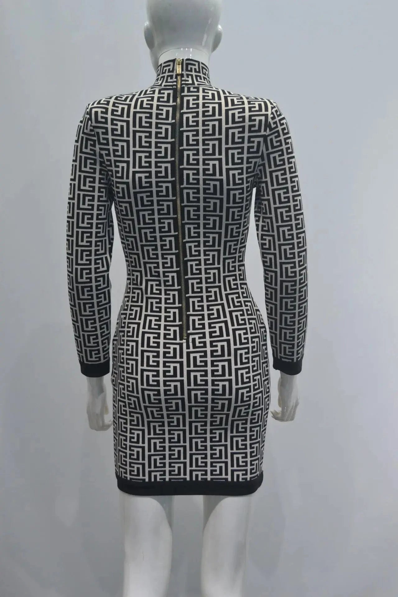 D8781 Bandage dress elegant long-sleeved Jacquard cocktail dress for women None with belt