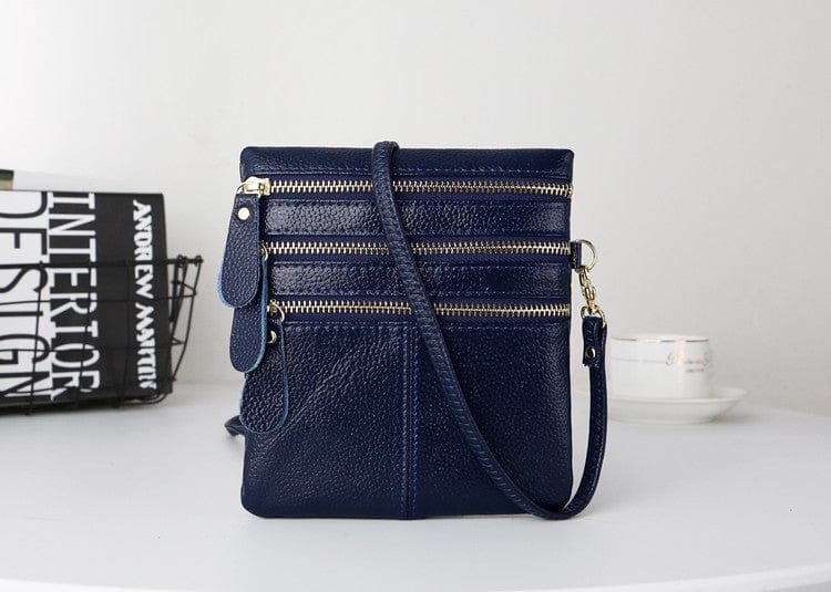 dark blue 2022 fashion genuine leather women messenger bag pure colour women crossbody bag