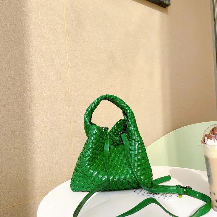 Dark green 2022 New Korean Online Celebrity Mother-in-law Bag Soft Leather Woven Large-capacity Tote Bag