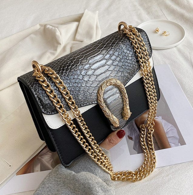 Dark Grey 2022 Luxury Alligator Chains Crossbody Shoulder Bags Women  PU Snake Skin Ladies Purses Girl Messenger Bag Handbags