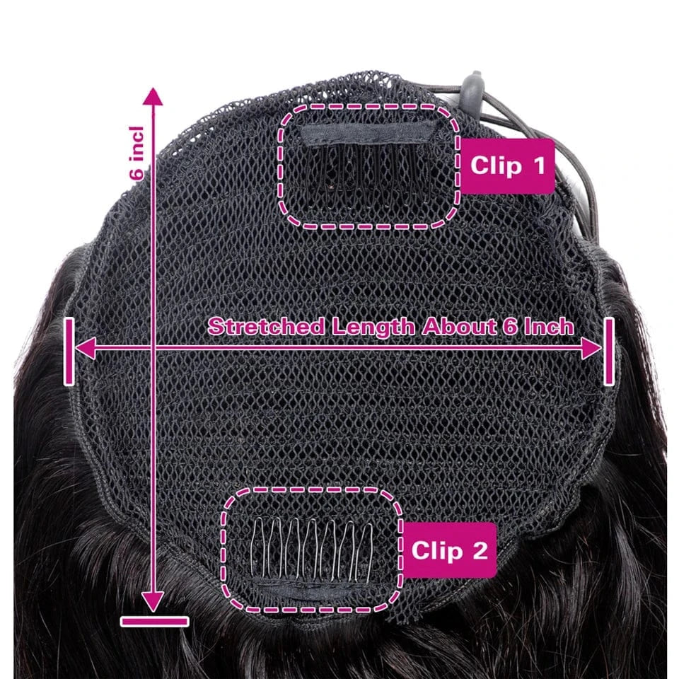 Deep Wave Drawstring Ponytail Brazilian Human Hair  Clip In Hair Extensions Human Hair Ponytail For Black Women