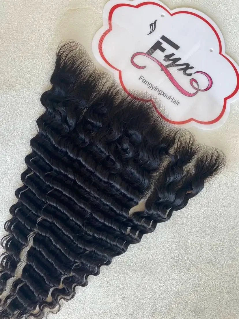 DEEP WAVY 13x6 cuticle aligned raw Peruvian Swiss HD Virgin 100% Human Hair Lace Closure Frontal