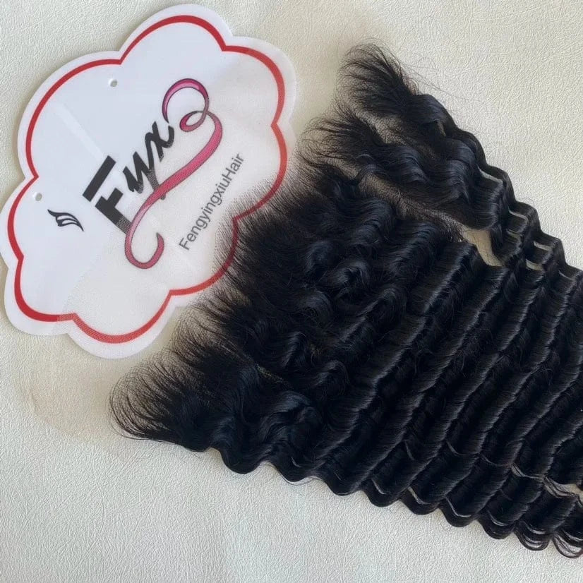 DEEP WAVY 13x6 cuticle aligned raw Peruvian Swiss HD Virgin 100% Human Hair Lace Closure Frontal