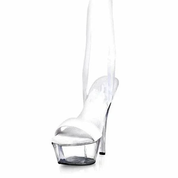 default 15cm high heel stiletto sandals ribbon transparent thick glass shoes stage banquet sweet women's shoes
