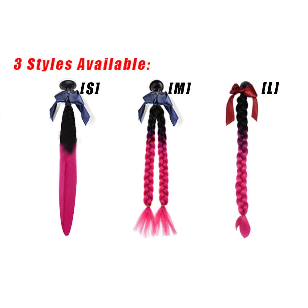 default 2022 New Motorcycle Helmet Braids Woman Braids Wig For Motorbike Helmets 17 Colors Twist Dual Pigtail Ponytail With Sucker Bow