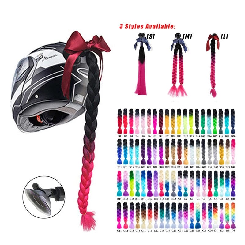 default 2022 New Motorcycle Helmet Braids Woman Braids Wig For Motorbike Helmets 17 Colors Twist Dual Pigtail Ponytail With Sucker Bow