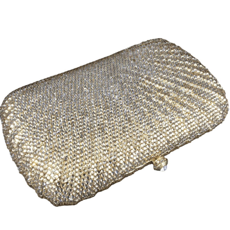 Design Woman Wedding Evening Bag Bridal Clutch Bags Sparkle Hardcase Full Gold Crystal Bag Bling Rhinestone HandBag