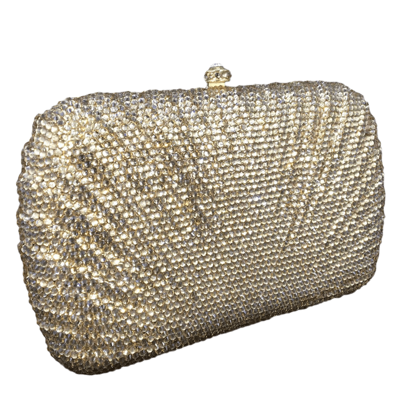 Design Woman Wedding Evening Bag Bridal Clutch Bags Sparkle Hardcase Full Gold Crystal Bag Bling Rhinestone HandBag