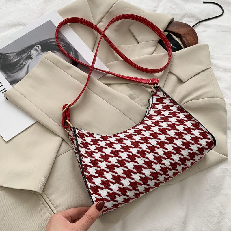 Designer bags / Red New Fashion Houndstooth Pattern Bags Women Handbags Ladies Custom Purses And Handbags