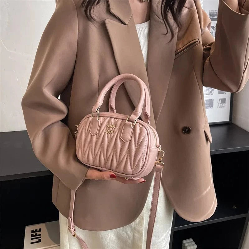 Designer Puffy Padded Handheld Bags Women Ruched Shoulder Crossbody Bag Small Luxury Handbag Ladies Pleated Handle Bags