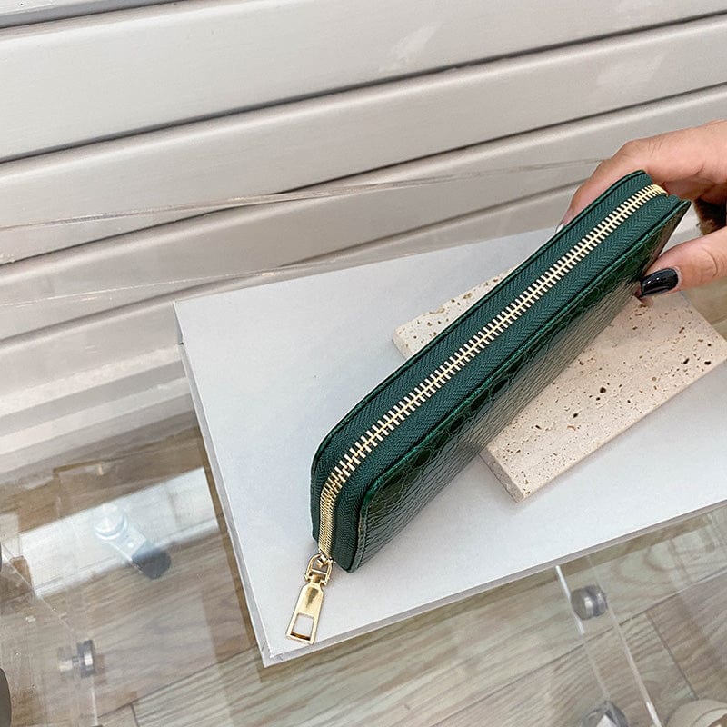Designer Vegan Leather Card Holder Wallet Fashionable Crocodile Pattern Ladies Wallets and Purses Women 2022