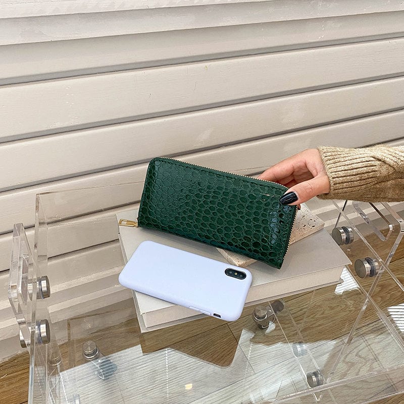 Designer Vegan Leather Card Holder Wallet Fashionable Crocodile Pattern Ladies Wallets and Purses Women 2022