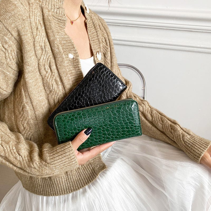 Designer Vegan Leather Card Holder Wallet Fashionable Crocodile Pattern Ladies Wallets and Purses Women 2022