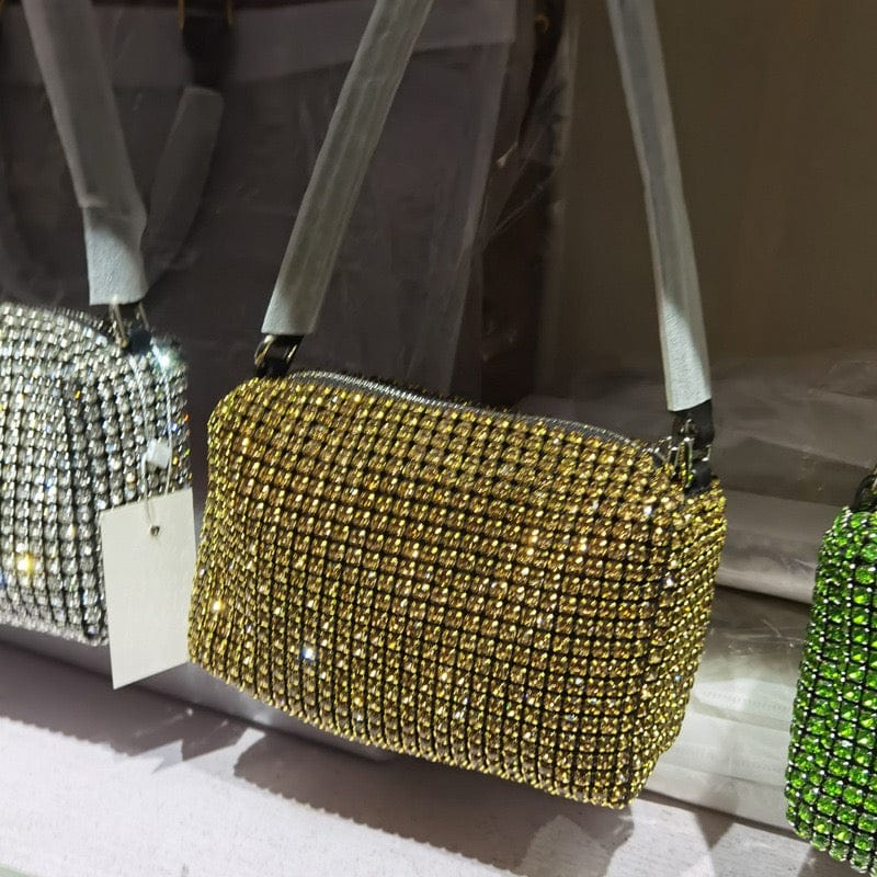 Designer Women's Full Rhinestones Bucket Bag Crossbody Shoulder Evening Shinny Crystal Clutch Purse and Bucket Handbag