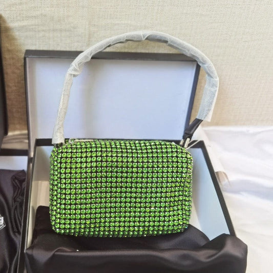 Designer Women's Full Rhinestones Bucket Bag Crossbody Shoulder Evening Shinny Crystal Clutch Purse and Bucket Handbag