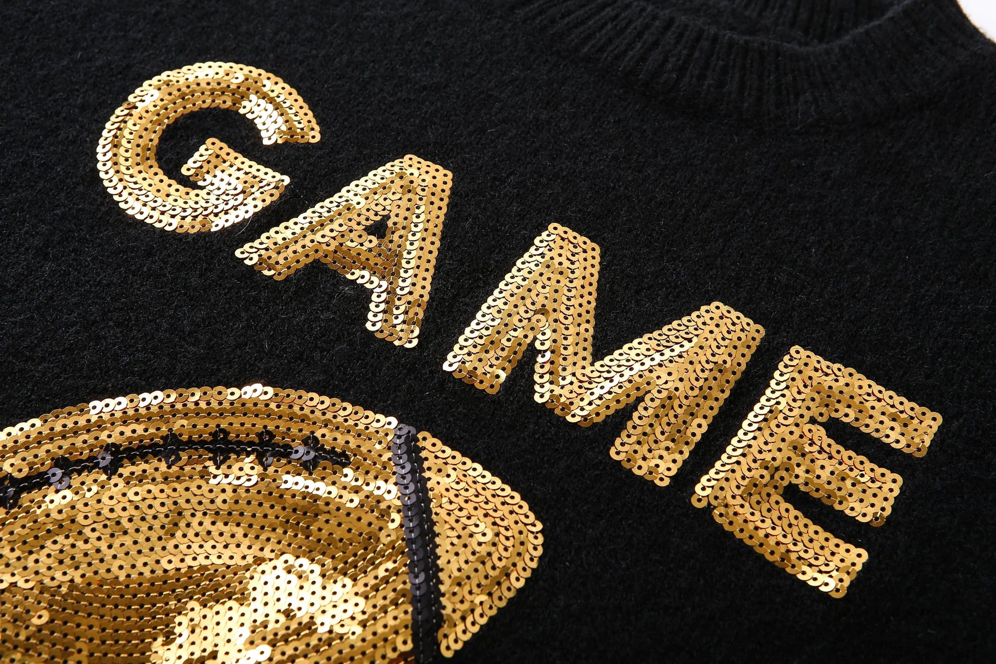 Digital printing / one size / Black new casual plus size high quality jumper custom nfl game day designer oversized  women sequin embroidery pullover  sweater