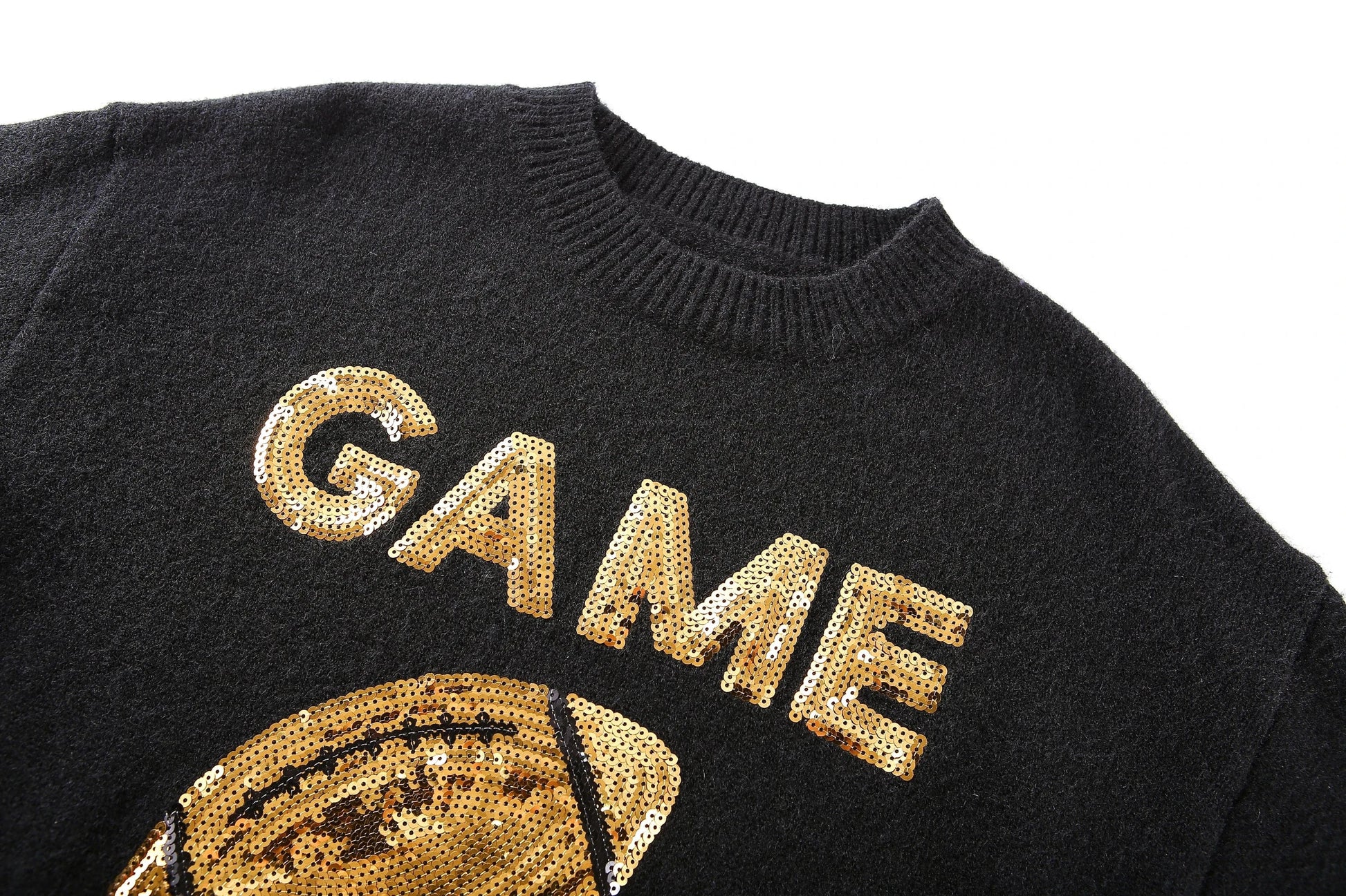 Digital printing / one size / Black new casual plus size high quality jumper custom nfl game day designer oversized  women sequin embroidery pullover  sweater