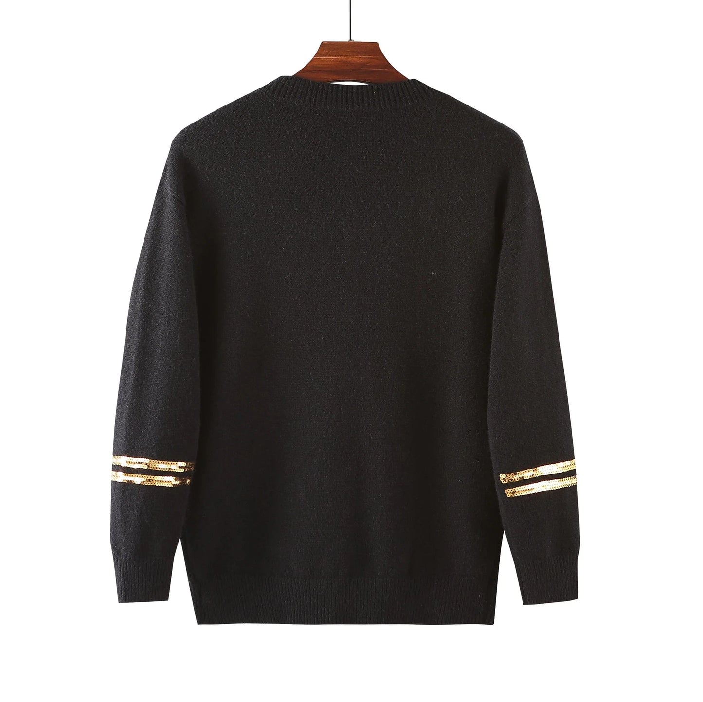 Digital printing / one size / Black new casual plus size high quality jumper custom nfl game day designer oversized  women sequin embroidery pullover  sweater