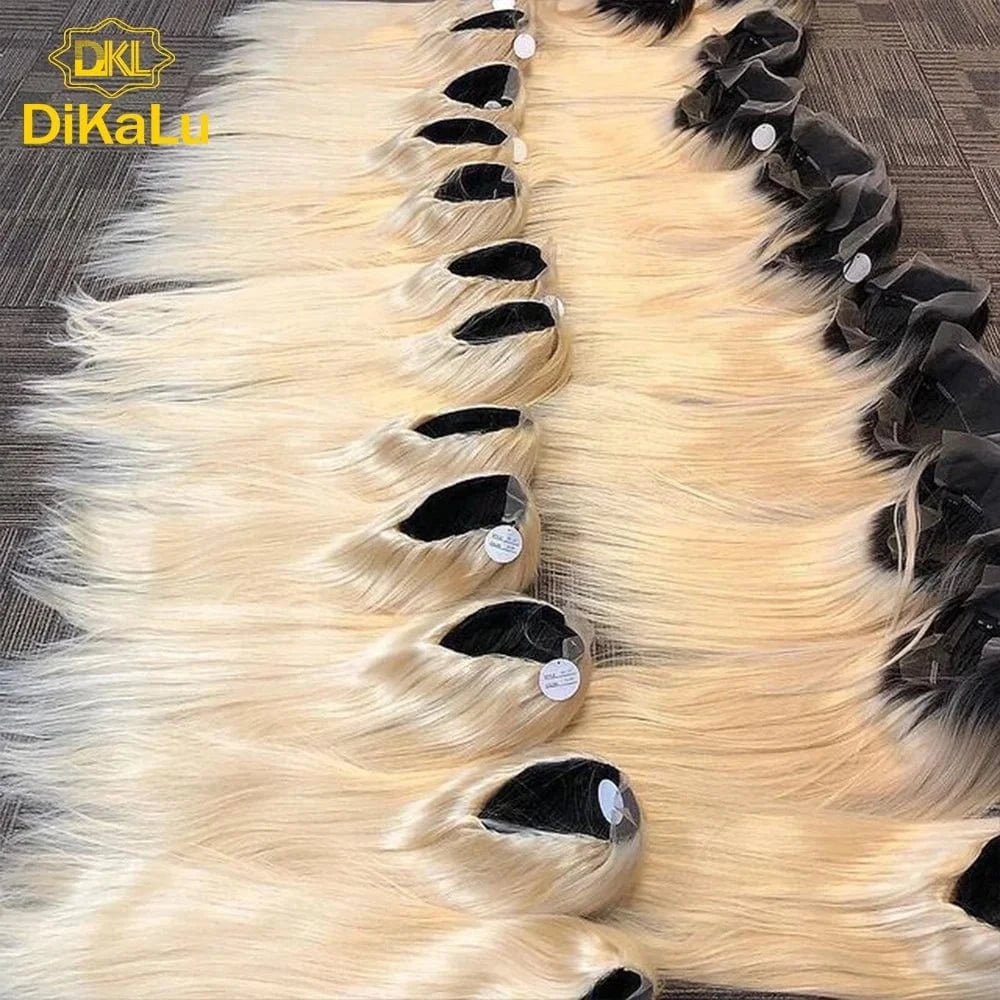 DKL Mink Brazilian Body Wave 1B 613 Blonde Ombre Color Virgin Human Hair Bundles With Closure