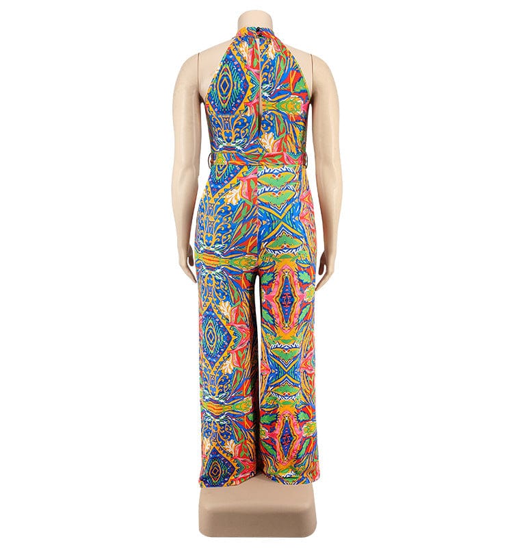 DM218137 2022 new arrival summer tie dye full length wide plus size women clothing one piece plus size jumpsuits