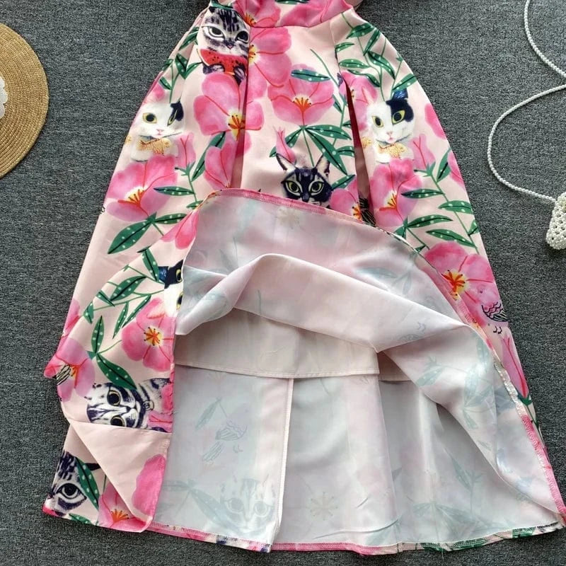 Droma 2024 New Arrivals Trending Clothing Vintage Flower Printed Summer Sexy Dress Women Lady Elegant Casual Dresses
