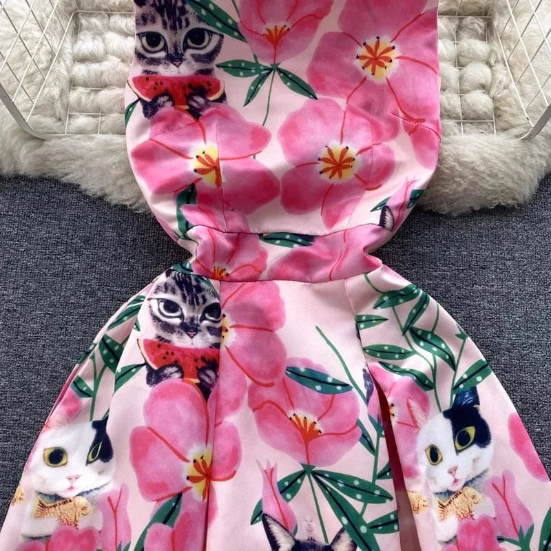 Droma 2024 New Arrivals Trending Clothing Vintage Flower Printed Summer Sexy Dress Women Lady Elegant Casual Dresses