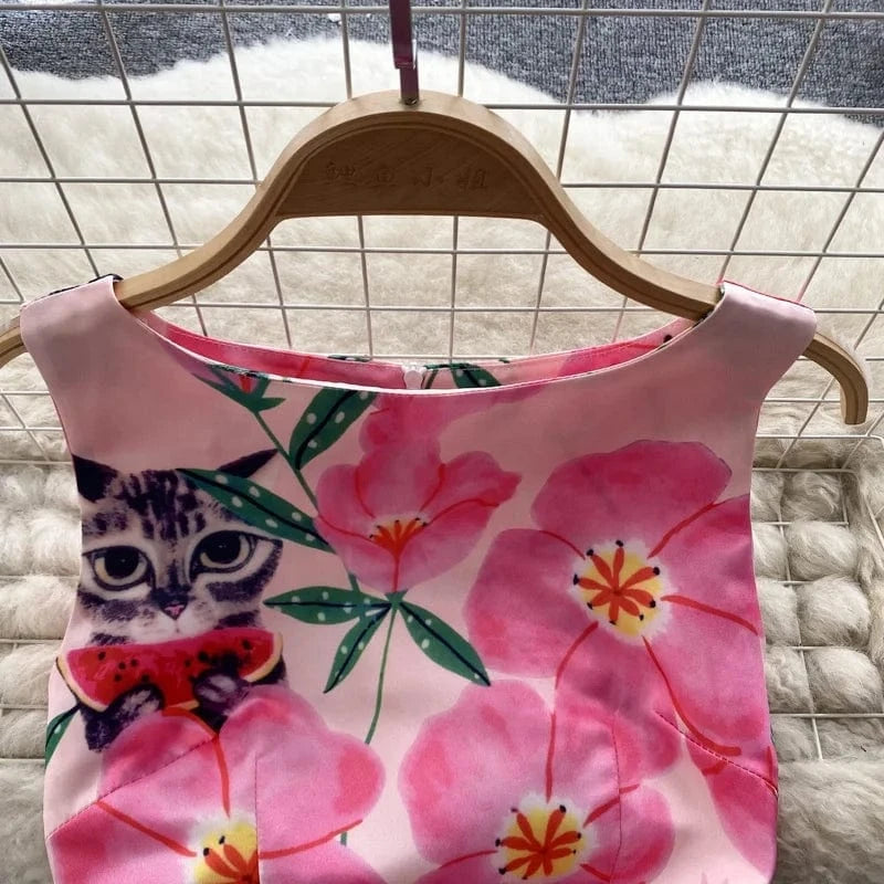 Droma 2024 New Arrivals Trending Clothing Vintage Flower Printed Summer Sexy Dress Women Lady Elegant Casual Dresses