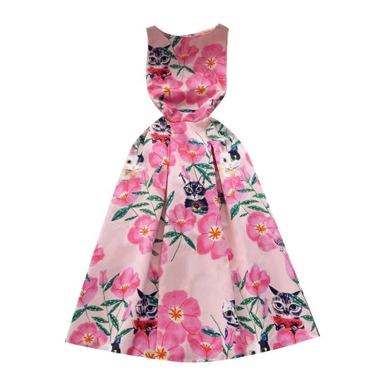Droma 2024 New Arrivals Trending Clothing Vintage Flower Printed Summer Sexy Dress Women Lady Elegant Casual Dresses