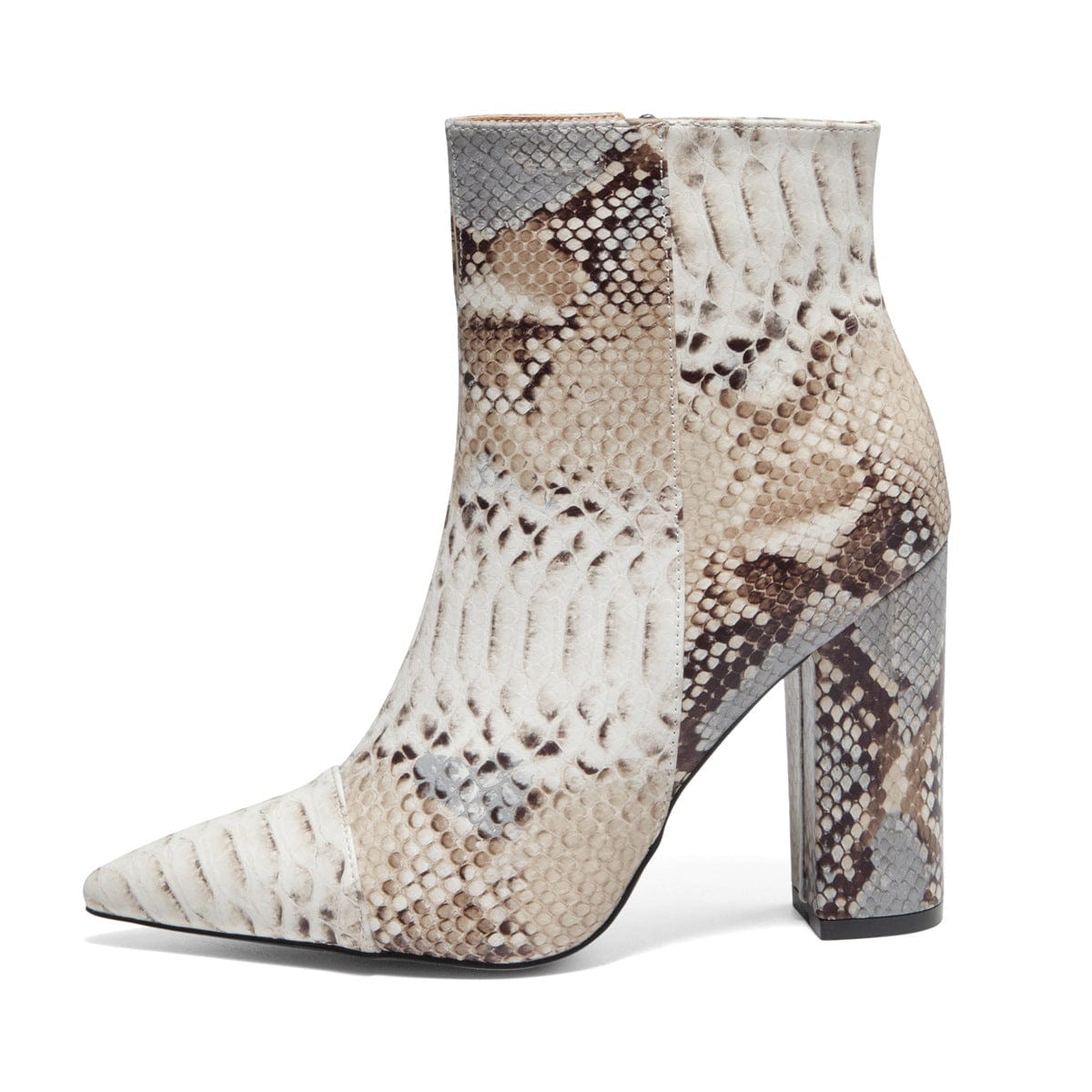 Drop Shipping bottes femmes botas de mujer leather chunky Heel boot block heels lady shoes fashion snake skin women ankle boots