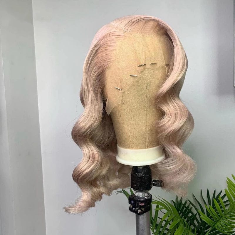 Drop Shipping Ombre Purple Color Natural Wave Invisible Knots Full Raw Cuticle Aligned Human Hair Lace Front Wigs