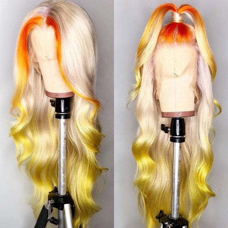 Drop Shipping Ombre Purple Color Natural Wave Invisible Knots Full Raw Cuticle Aligned Human Hair Lace Front Wigs