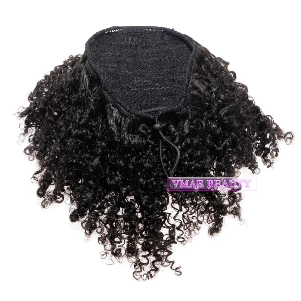 Dropship Brazilian Virgin Hair Natural Black 3A 4B 4C Afro Kinky Jerry Curly Yaki Kinky Straight Ponytail Human Hair Extensions