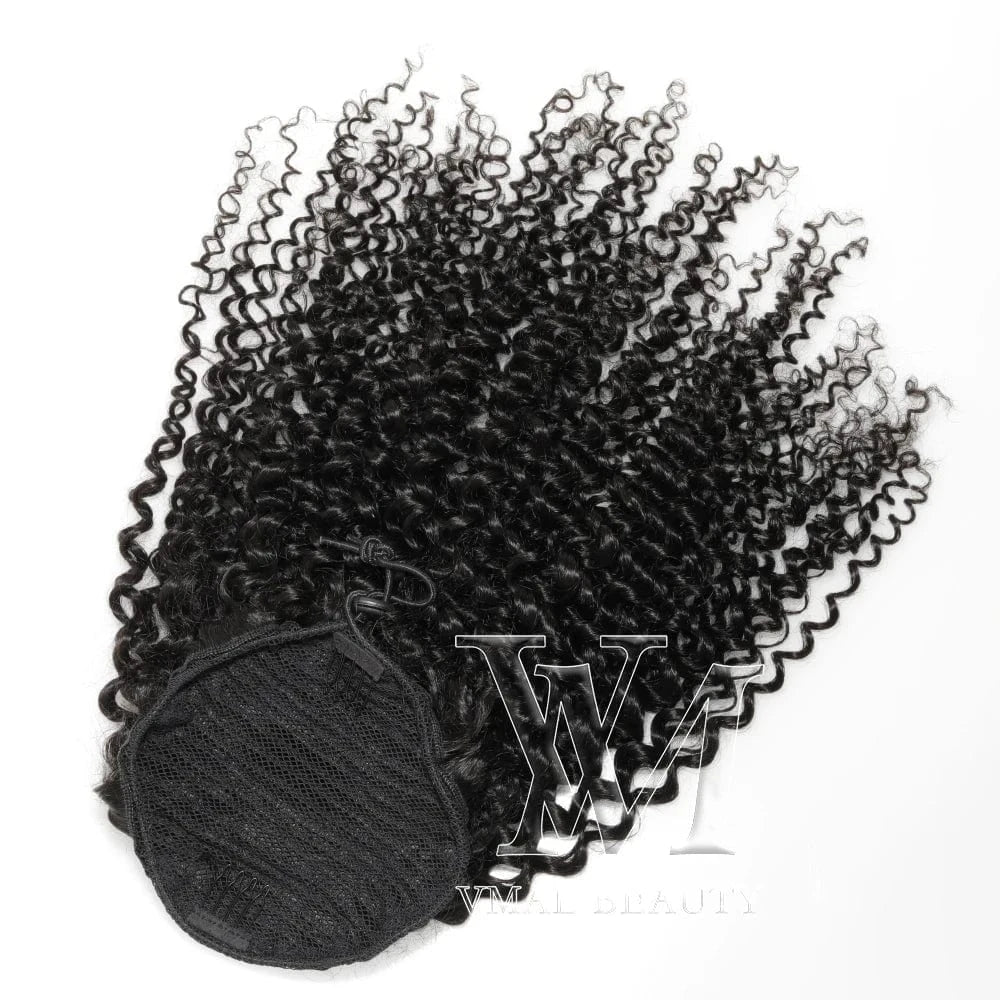 Dropship Brazilian Virgin Hair Natural Black 3A 4B 4C Afro Kinky Jerry Curly Yaki Kinky Straight Ponytail Human Hair Extensions