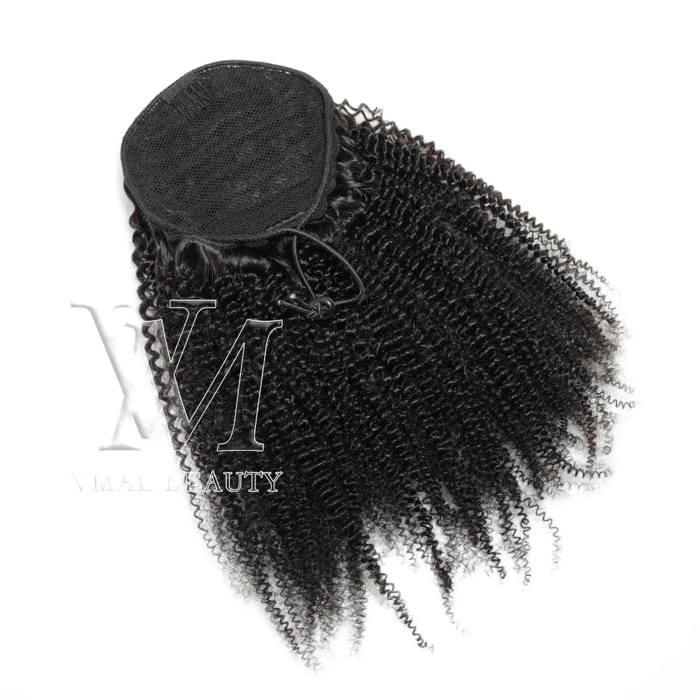 Dropship Brazilian Virgin Hair Natural Black 3A 4B 4C Afro Kinky Jerry Curly Yaki Kinky Straight Ponytail Human Hair Extensions
