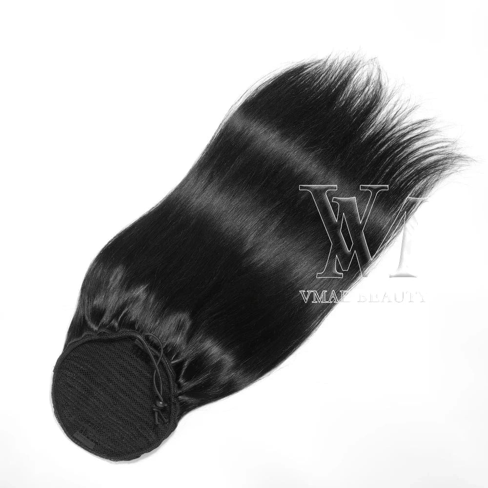 Dropship Brazilian Virgin Hair Natural Black 3A 4B 4C Afro Kinky Jerry Curly Yaki Kinky Straight Ponytail Human Hair Extensions