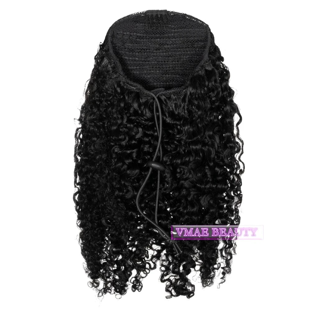 Dropship Brazilian Virgin Hair Natural Black 3A 4B 4C Afro Kinky Jerry Curly Yaki Kinky Straight Ponytail Human Hair Extensions
