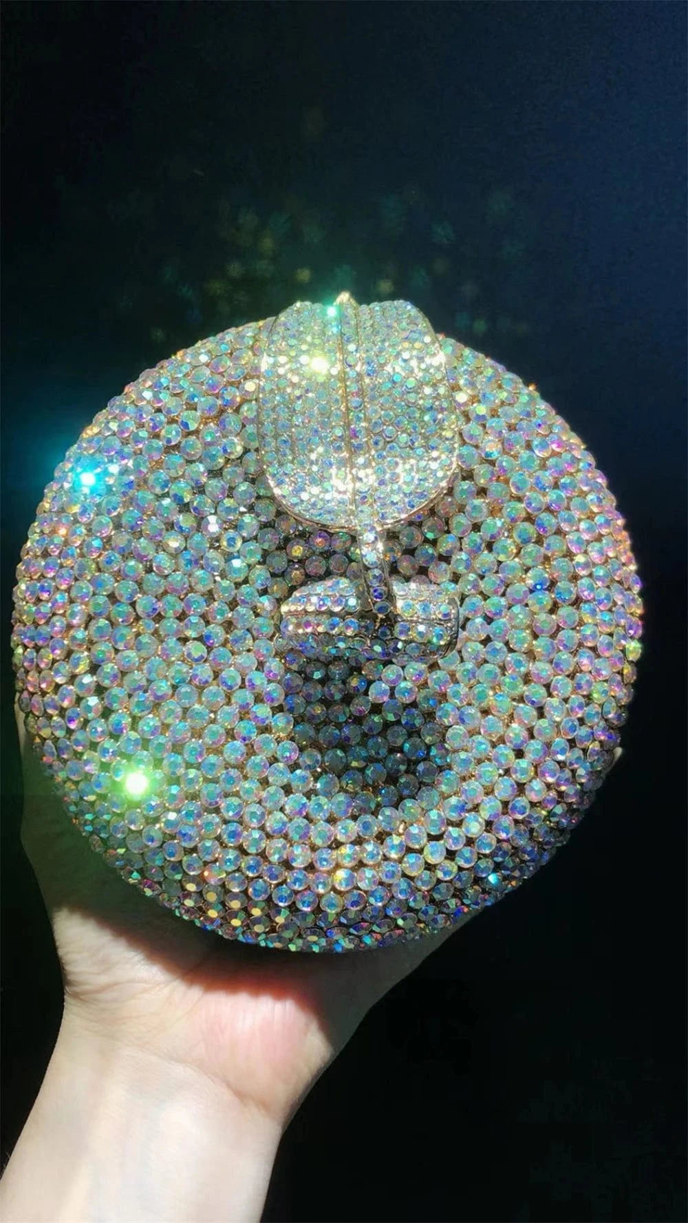 Dropshipping fashion apple shaped evening bag crystal rhinestone clutch bag purse for women luxury