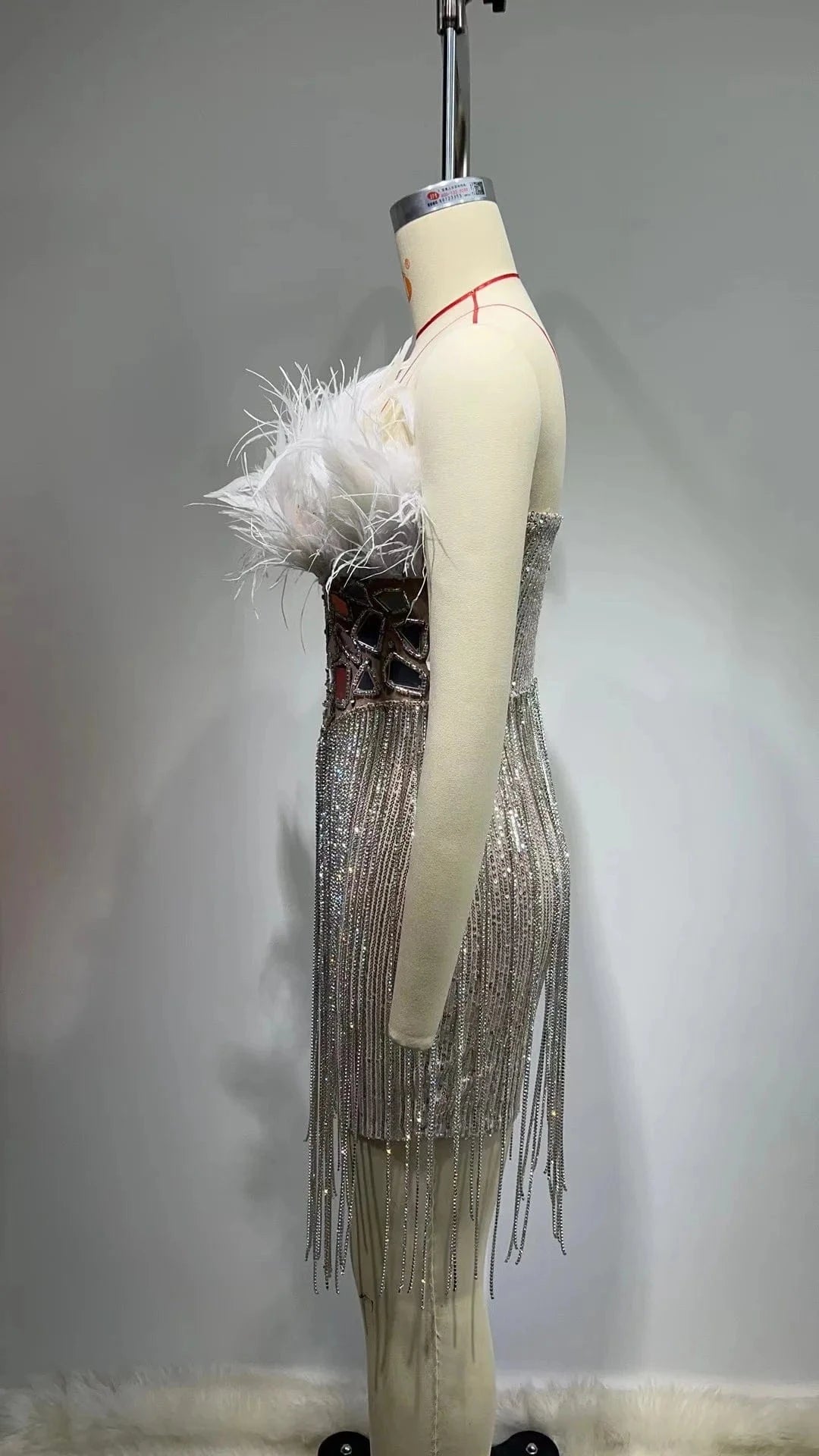 Dropshipping Products Women's Clothing Elegant Feathers Dress Sexy Strapless Beaded Tassel Prom Party Dresses